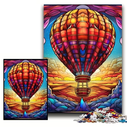 Puzzle für Erwachsene, 1000 farbenfrohe Heißluftballon-Kunstpuzzles aus Pappe, 26x38cm, für Teenager und Familienspaß – DIY-Denkspiel als Geschenk von ZKYUBEK