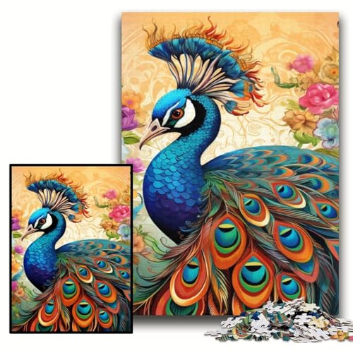 Puzzle für Erwachsene, 1000 farbenfrohe Pfauen-Puzzles aus Holz, 50x75cm, für Teenager und Familienspaß – DIY-Denkspiel als Geschenk Puzzle für Erwachsene, 1000 farbenfrohe Pfauen-Puzzles aus Holz, 50x75cm, für Teenager und Familienspaß – DIY-Denkspiel als Geschenk von ZKYUBEK