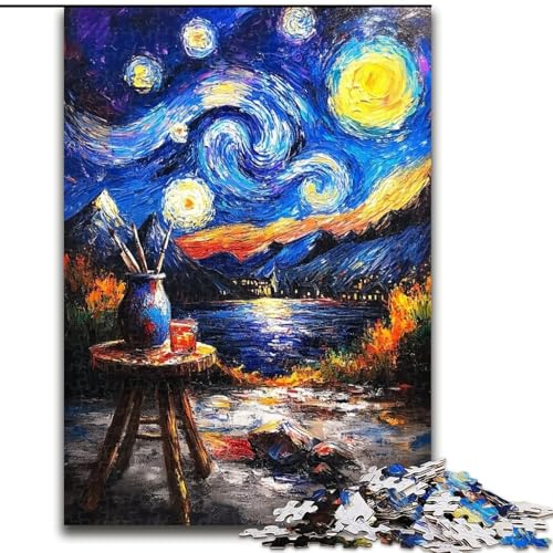 Puzzle für Erwachsene, 1000-teiliges „Malen unter dem Nachthimmel“-Puzzle für Erwachsene, 26x38cm, anspruchsvolles Denkspiel für Teenager, Spaß für den Familienspieleabend von ZKYUBEK