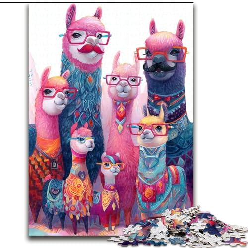 Puzzle für Erwachsene, 1000-teiliges Alpaka-Familien-Holzpuzzle 26x38cm für Teenager und Jugendliche, ideales Geburtstags von ZKYUBEK