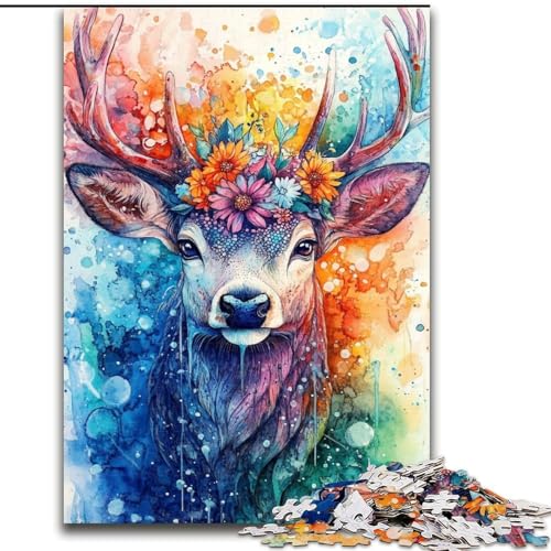 Puzzle für Erwachsene, 1000-teiliges Aquarell-Hirsch-Holzpuzzle für Erwachsene, 50x75cm, Denksportaufgabe, Spiel für Erwachsene, interaktive Familienaktivität Puzzle für Erwachsene, 1000-teiliges Aquarell-Hirsch-Holzpuzzle für Erwachsene, 50x75cm, Denksportaufgabe, Spiel für Erwachsene, interaktive Familienaktivität von ZKYUBEK