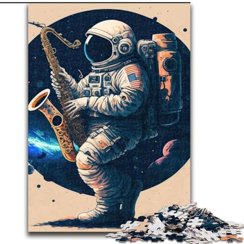 Puzzle für Erwachsene, 1000-teiliges Astronauten-Saxophon-Holzpuzzle, Größe 50x75cm, anspruchsvolles Denkspiel – entspannendes Spielzeug für Teenager von ZKYUBEK