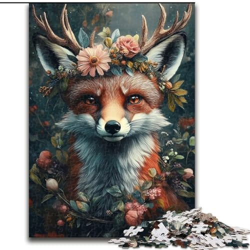 Puzzle für Erwachsene, 1000-teiliges Blumen- und Fuchs-Puzzle, 1000-teiliges, anspruchsvolles Denkspiel für Teenager, perfekt als Heimdekoration oder Geschenk, 26x38cm von ZKYUBEK