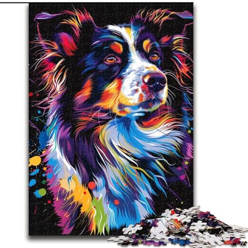 Puzzle für Erwachsene, 1000-teiliges Border-Collie-Puzzle aus Pappe, Größe 26x38cm, für Reiseliebhaber und Paare, anspruchsvolles Spielzeug von ZKYUBEK