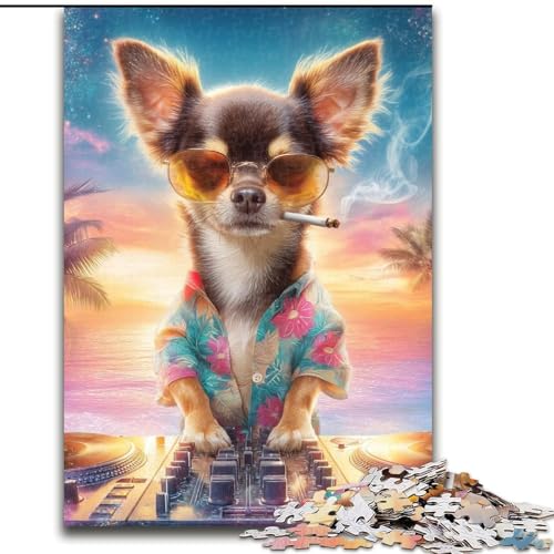 Puzzle für Erwachsene, 1000-teiliges DJ-Chihuahua-Puzzle für Erwachsene, 50x75cm, Familienaktivität, Heimdekoration zum Selbermachen von ZKYUBEK