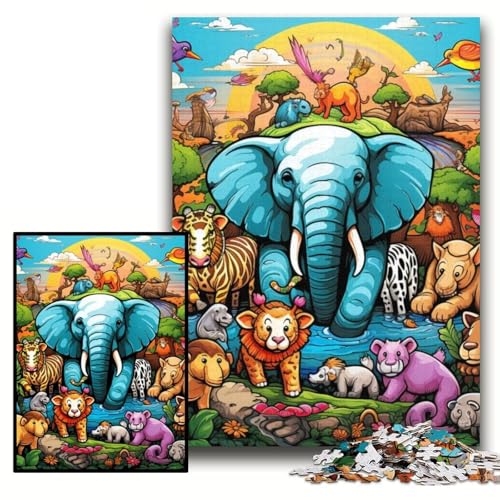 Puzzle für Erwachsene, 1000-teiliges Elefanten-Kunstpuzzle aus Pappe für Erwachsene, 26x38cm, interaktives Familienspiel, Denksportaufgabe, Lernspielzeug Puzzle für Erwachsene, 1000-teiliges Elefanten-Kunstpuzzle aus Pappe für Erwachsene, 26x38cm, interaktives Familienspiel, Denksportaufgabe, Lernspielzeug von ZKYUBEK