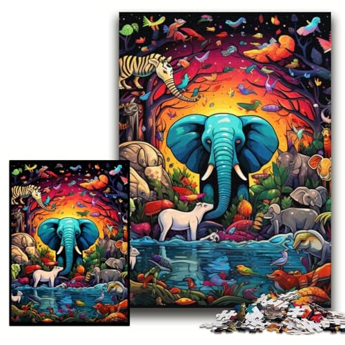 Puzzle für Erwachsene, 1000-teiliges Elefanten-Kunstpuzzle aus Pappe für Erwachsene, 26x38cm, interaktives Familienspiel, Denksportaufgabe, Lernspielzeug Puzzle für Erwachsene, 1000-teiliges Elefanten-Kunstpuzzle aus Pappe für Erwachsene, 26x38cm, interaktives Familienspiel, Denksportaufgabe, Lernspielzeug von ZKYUBEK