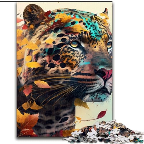 Puzzle für Erwachsene, 1000-teiliges Fantasy-Leoparden-Holzpuzzle, Größe 50x75cm, für Reiseliebhaber und Paare, anspruchsvolles Spielzeug von ZKYUBEK