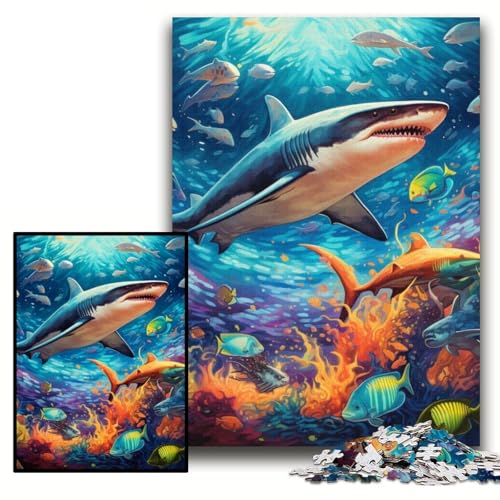 Puzzle für Erwachsene, 1000-teiliges Hai-Puzzle für Erwachsene, 26x38cm, Eltern, Partner, Freunde – ab 14 Jahren Puzzle für Erwachsene, 1000-teiliges Hai-Puzzle für Erwachsene, 26x38cm, Eltern, Partner, Freunde – ab 14 Jahren von ZKYUBEK