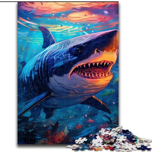 Puzzle für Erwachsene, 1000-teiliges Hai-Puzzle für Erwachsene, Größe 50x75cm, anspruchsvolles Denkspiel – entspannendes Spielzeug für Teenager von ZKYUBEK