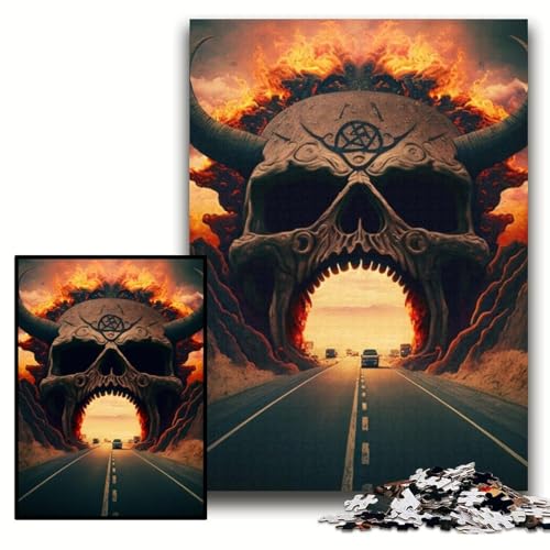 Puzzle für Erwachsene, 1000-teiliges Highway to Hell-Holzpuzzle für Erwachsene, 50x75cm, interaktives Familienspiel, Denksportaufgabe, Lernspielzeug von ZKYUBEK