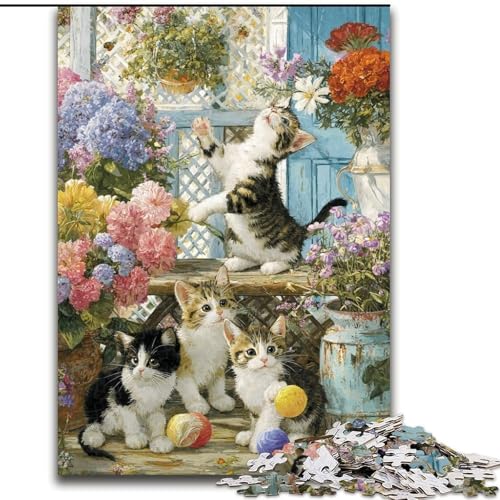 Puzzle für Erwachsene, 1000-teiliges Holzpuzzle „Kätzchen im Garten“, 26x38cm, für Jugendliche und Teenager, ideales Geburtstags Puzzle für Erwachsene, 1000-teiliges Holzpuzzle „Kätzchen im Garten“, 26x38cm, für Jugendliche und Teenager, ideales Geburtstags von ZKYUBEK