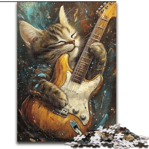 Puzzle für Erwachsene, 1000-teiliges Holzpuzzle „Katze spielt Gitarre“ für Erwachsene, 26x38cm, Familienaktivität, Denksportaufgabe, Heimdekoration Puzzle für Erwachsene, 1000-teiliges Holzpuzzle „Katze spielt Gitarre“ für Erwachsene, 26x38cm, Familienaktivität, Denksportaufgabe, Heimdekoration von ZKYUBEK