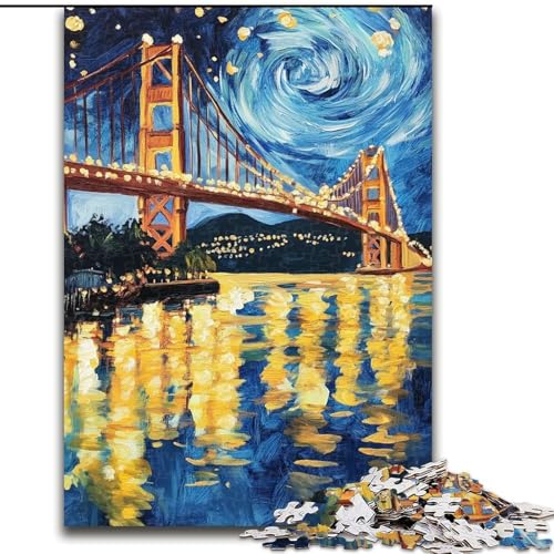 Puzzle für Erwachsene, 1000-teiliges Holzpuzzle „San Francisco Bridge bei Nacht“, 26x38cm, für Jugendliche und Teenager, ideales Geburtstags Puzzle für Erwachsene, 1000-teiliges Holzpuzzle „San Francisco Bridge bei Nacht“, 26x38cm, für Jugendliche und Teenager, ideales Geburtstags von ZKYUBEK