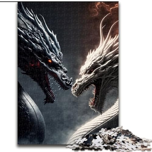 Puzzle für Erwachsene, 1000-teiliges Holzpuzzle Brave Dragon, Größe 50x75cm, perfekt für Familienspaß an Weihnachten, Thanksgiving, Geburtstagen und Ostern von ZKYUBEK