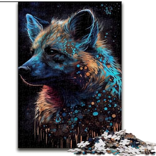 Puzzle für Erwachsene, 1000-teiliges Holzpuzzle mit Hyänen-Tuschemalerei, Größe 50x75cm, anspruchsvolles Denkspiel – entspannendes Spielzeug für Teenager von ZKYUBEK