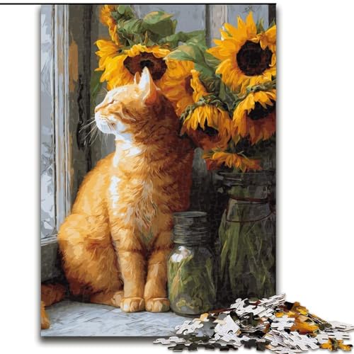 Puzzle für Erwachsene, 1000-teiliges Holzpuzzle mit Sonnenblumen- und Katzenmotiv, 26x38cm, Denksportaufgabe, Spiel für Erwachsene, interaktive Familienaktivität Puzzle für Erwachsene, 1000-teiliges Holzpuzzle mit Sonnenblumen- und Katzenmotiv, 26x38cm, Denksportaufgabe, Spiel für Erwachsene, interaktive Familienaktivität von ZKYUBEK
