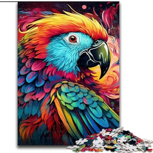 Puzzle für Erwachsene, 1000-teiliges Holzpuzzle mit farbenfrohem Papagei-Motiv für Erwachsene, Größe 50x75cm, perfekt als Halloween-, Weihnachts- und Geburtstagsgeschenk von ZKYUBEK