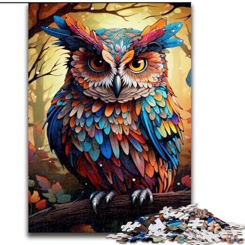 Puzzle für Erwachsene, 1000-teiliges Holzpuzzle mit farbenfroher Eulen-Kunst, Größe 50x75cm, Halloween, Weihnachten und Geburtstage Puzzle für Erwachsene, 1000-teiliges Holzpuzzle mit farbenfroher Eulen-Kunst, Größe 50x75cm, Halloween, Weihnachten und Geburtstage von ZKYUBEK