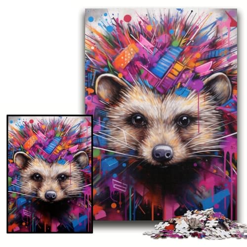 Puzzle für Erwachsene, 1000-teiliges Igel-Graffiti-Puzzle aus Pappe für Erwachsene, 26x38cm, interaktives Familienspiel, Denksportaufgabe, Lernspielzeug Puzzle für Erwachsene, 1000-teiliges Igel-Graffiti-Puzzle aus Pappe für Erwachsene, 26x38cm, interaktives Familienspiel, Denksportaufgabe, Lernspielzeug von ZKYUBEK