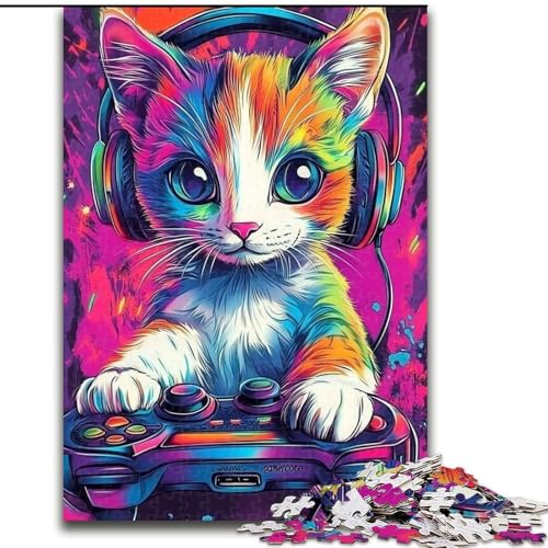 Puzzle für Erwachsene, 1000-teiliges Katzen-mit-Kopfhörer-Puzzle für Erwachsene, 26x38cm, perfekt für Familienfeiern, Geburtstage, Feiertage Puzzle für Erwachsene, 1000-teiliges Katzen-mit-Kopfhörer-Puzzle für Erwachsene, 26x38cm, perfekt für Familienfeiern, Geburtstage, Feiertage von ZKYUBEK