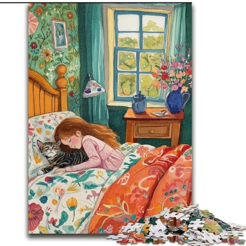Puzzle für Erwachsene, 1000-teiliges Katzenkunst-Holzpuzzle für Erwachsene, 50x75cm, Denksportaufgabe, Spiel für Erwachsene, interaktive Familienaktivität von ZKYUBEK