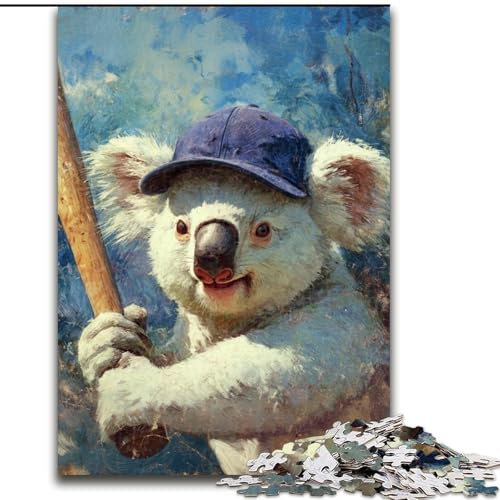 Puzzle für Erwachsene, 1000-teiliges Koala-Spiel-Baseball-Puzzle für Erwachsene, 50x75cm, Familienaktivität, Heimdekoration zum Selbermachen von ZKYUBEK