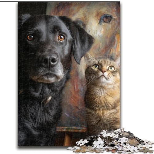 Puzzle für Erwachsene, 1000-teiliges Kunst-Katzen-Puzzle für Erwachsene, 50x75cm, anspruchsvolles Denkspiel für Teenager, Spaß für den Familienspieleabend von ZKYUBEK