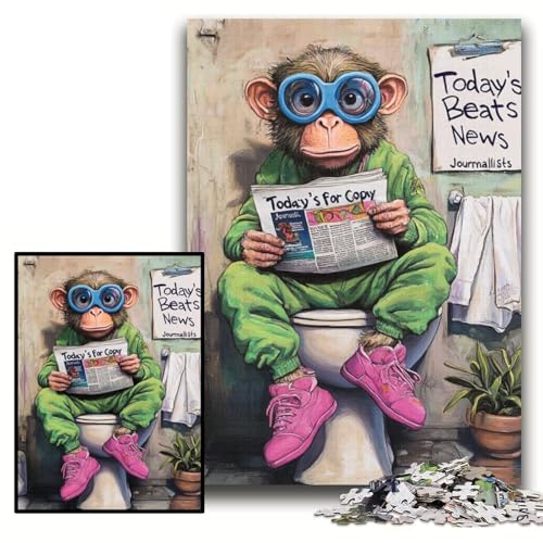 Puzzle für Erwachsene, 1000-teiliges Monkey Go-Toiletten-Puzzle für Erwachsene, 26x38cm, entspannende Unterhaltung, Heimdekoration von ZKYUBEK