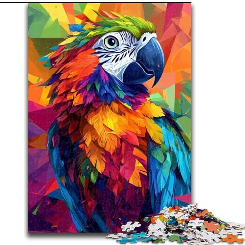 Puzzle für Erwachsene, 1000-teiliges Papageien-Puzzle aus Pappe für Erwachsene, 26x38cm, interaktives Familienspiel, Bastelgeschenk mit farbenfrohen Kunstwerken von ZKYUBEK