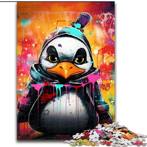 Puzzle für Erwachsene, 1000-teiliges Pinguin-Graffiti-Mal-Puzzle aus Karton für Erwachsene, Größe 26x38cm, Denksportaufgabe, Teenager und zur Heimdekoration von ZKYUBEK