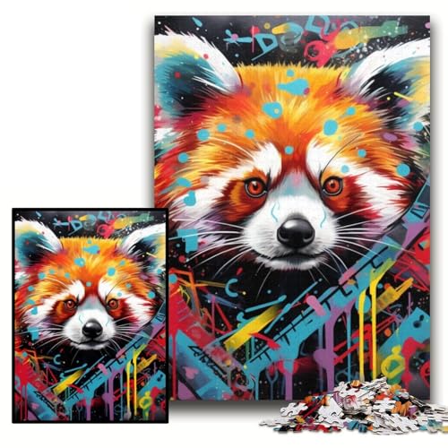 Puzzle für Erwachsene, 1000-teiliges Roter Panda-Puzzle aus Pappe für Erwachsene, 26x38cm, interaktives Familienspiel, Denksportaufgabe, Lernspielzeug von ZKYUBEK