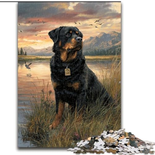 Puzzle für Erwachsene, 1000-teiliges Rottweiler-Puzzle für 1000-teiliges, anspruchsvolles Denkspiel für Teenager, perfekt als Heimdekoration oder Geschenk, 26x38cm von ZKYUBEK