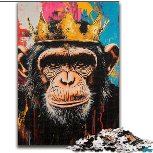 Puzzle für Erwachsene, 1000-teiliges Schimpansen-Puzzle mit Krone aus Holz für Erwachsene, 50x75cm, Denksportaufgabe, Spiel für Erwachsene, interaktive Aktivität für die Familie Puzzle für Erwachsene, 1000-teiliges Schimpansen-Puzzle mit Krone aus Holz für Erwachsene, 50x75cm, Denksportaufgabe, Spiel für Erwachsene, interaktive Aktivität für die Familie von ZKYUBEK