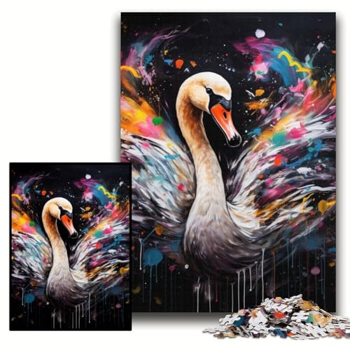 Puzzle für Erwachsene, 1000-teiliges Schwanen-Graffiti-Gemälde, Holzpuzzle für Erwachsene, 50x75cm, interaktives Familienspiel, Denksportaufgabe, Lernspielzeug Puzzle für Erwachsene, 1000-teiliges Schwanen-Graffiti-Gemälde, Holzpuzzle für Erwachsene, 50x75cm, interaktives Familienspiel, Denksportaufgabe, Lernspielzeug von ZKYUBEK
