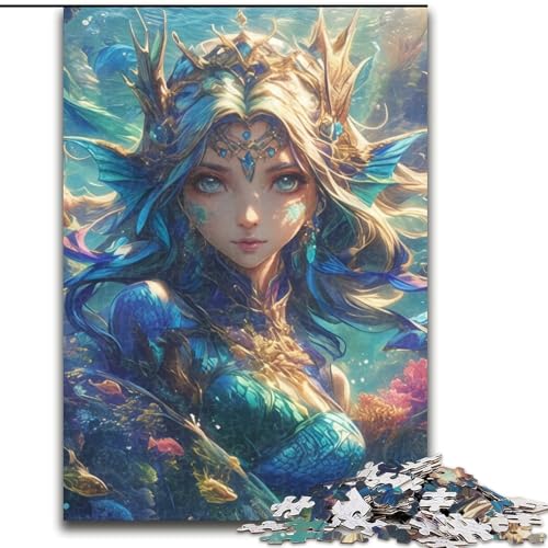 Puzzle für Erwachsene, 1000-teiliges Unterwassergöttin-Holzpuzzle für Erwachsene, 50x75cm, Denksportaufgabe, Spiel für Erwachsene, interaktive Familienaktivität von ZKYUBEK