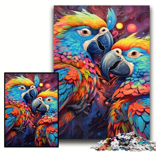 Puzzle für Erwachsene, 1000-teiliges buntes Papageien-Puzzle für Erwachsene, 50x75cm, entspannende Unterhaltung, Heimdekoration von ZKYUBEK