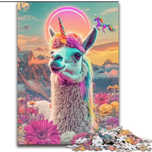 Puzzle für Erwachsene, 1000-teiliges psychedelisches Alpaka-Holzpuzzle für Erwachsene, 26x38cm, Denksportaufgabe und Heimdekoration Puzzle für Erwachsene, 1000-teiliges psychedelisches Alpaka-Holzpuzzle für Erwachsene, 26x38cm, Denksportaufgabe und Heimdekoration von ZKYUBEK