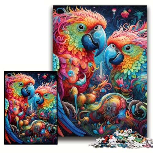 Puzzle für Erwachsene, Bunte Papageien-Puzzles für Erwachsene, 26x38cm, Familienspaß, Gehirntraining, Teenager von ZKYUBEK