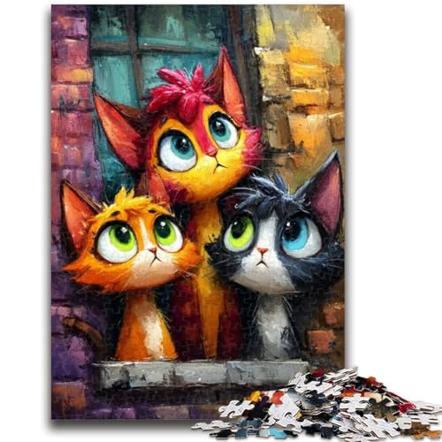 Puzzle für Erwachsene, DREI Katzen, Lernspielzeug, einzigartige Heimdekoration und Geschenke für Kinder ab 14 Jahren, 50x75cm von ZKYUBEK