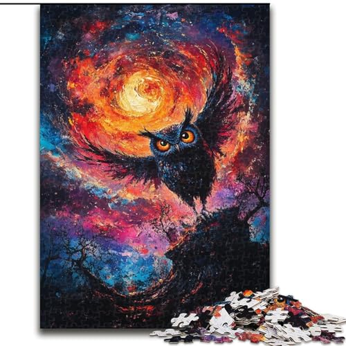 Puzzle für Erwachsene, Eulen-Ölgemälde, Holzpuzzle, 50x75cm, Spiel für Erwachsene, Geschenk, interaktives Familienspiel, Gehirn-Herausforderung von ZKYUBEK