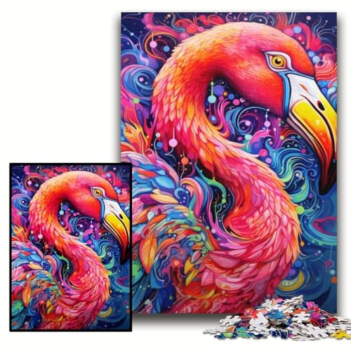 Puzzle für Erwachsene, Flamingo-Holzpuzzle, 50x75cm, Weihnachten, Halloween, Ostern, Neujahr von ZKYUBEK