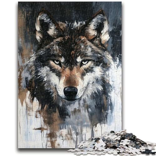 Puzzle für Erwachsene, Grauer Wolf, Lernspielzeug, einzigartige Heimdekoration und Geschenke für Kinder ab 14 Jahren, 26x38cm von ZKYUBEK