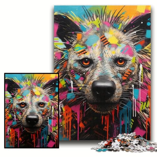 Puzzle für Erwachsene, Hyänen-Graffiti-Puzzle für Erwachsene, 50x75cm, anspruchsvolles DIY-Denkspiel, perfektes Familienspiel oder dekoratives Geschenk von ZKYUBEK