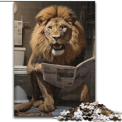 Puzzle für Erwachsene, Löwe liest Zeitung, Unmögliches Puzzle für Erwachsene, Größe 50x75cm, Interaktives Familienspiel, Denksportaufgabe, Lernspielzeug von ZKYUBEK