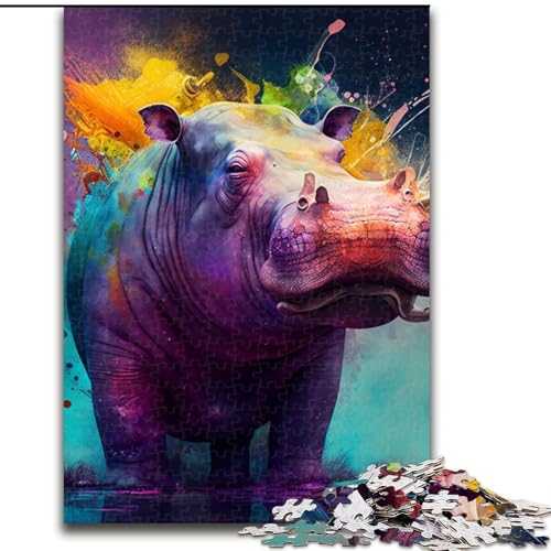Puzzle für Erwachsene, Nilpferd-Puzzle aus Pappe, Größe 26x38cm, pädagogisches Denkspiel, künstlerische Heim- und Bürodekoration, ab 14 Jahren von ZKYUBEK