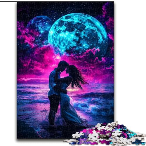 Puzzle für Erwachsene, Paar unter dem Mond, Holzpuzzle, 50x75cm, Spiel für Erwachsene, Geschenk, interaktives Familienspiel, Gehirn-Herausforderung von ZKYUBEK