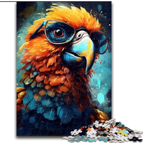 Puzzle für Erwachsene, Papagei mit Brille, Größe 50x75cm, pädagogisches Denkspiel, künstlerische Heim- und Bürodekoration, ab 14 Jahren von ZKYUBEK