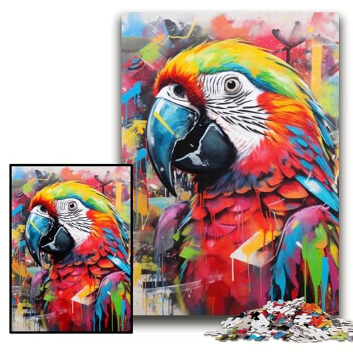 Puzzle für Erwachsene, Papageien-Graffiti-Puzzles für Erwachsene, 26x38cm, Familienspaß, Gehirntraining, Teenager von ZKYUBEK