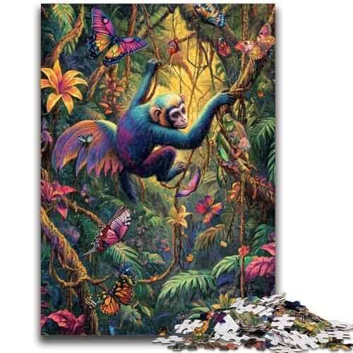Puzzle für Erwachsene, Regenwald-Gibbon, Lernspielzeug, einzigartige Heimdekoration und Geschenke für Kinder ab 14 Jahren, 50x75cm von ZKYUBEK